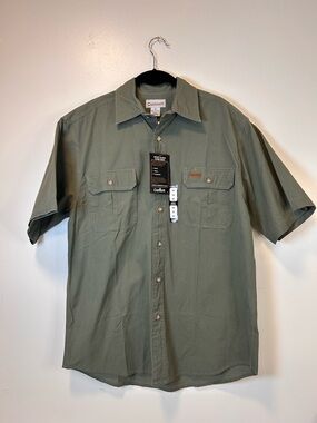 Carhartt Men's Short-Sleeve Button-Down Work Shirt in Olive Green Size Medium